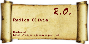 Radics Olívia névjegykártya